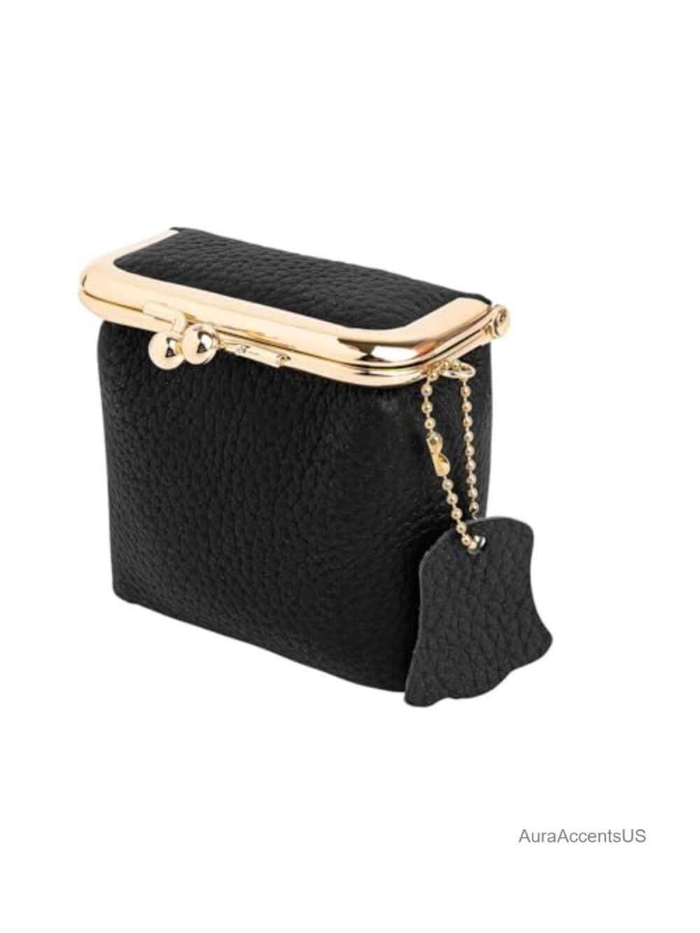 Vintage PU Leather Kiss Lock Coin Purse with Clutch Clasp, Mini Wallet for